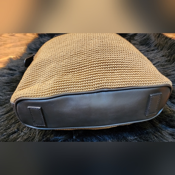 The Sak Elliott Lucca Shoulder Bag Brown Crochet Women's Purse Leather Trimmed - Picture 7 of 14